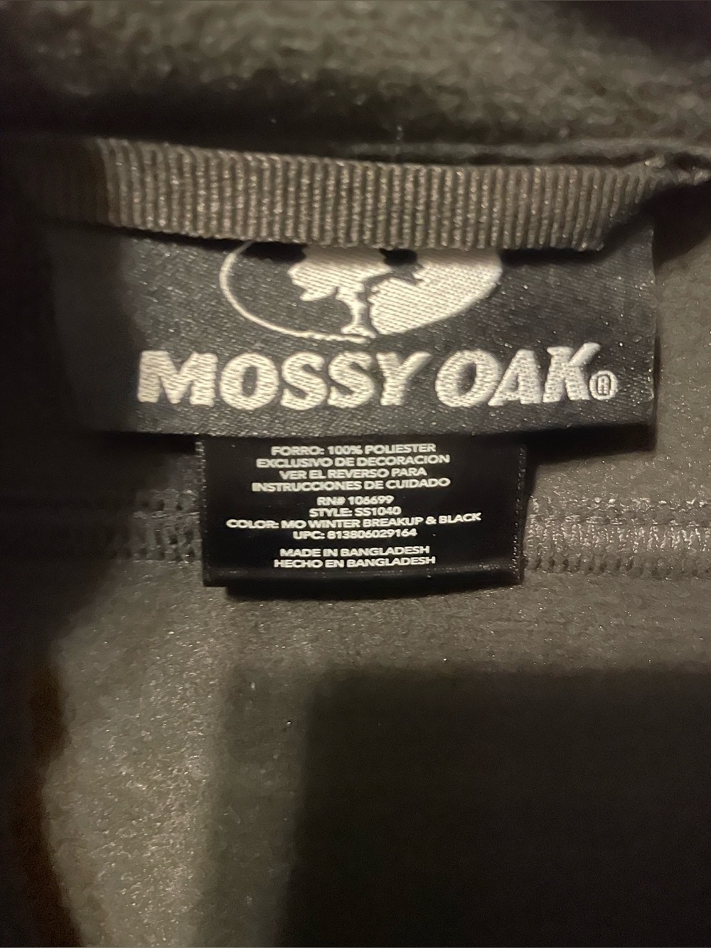Mossy Oak Black Softshell Jacket with Camo Sleeves and Pink Logo large 12/14 - Picture 8 of 9